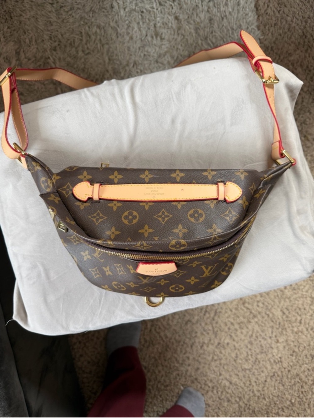 Brown Monogram Canvas Bum Bag with Tan Accents - Picture 3 of 4
